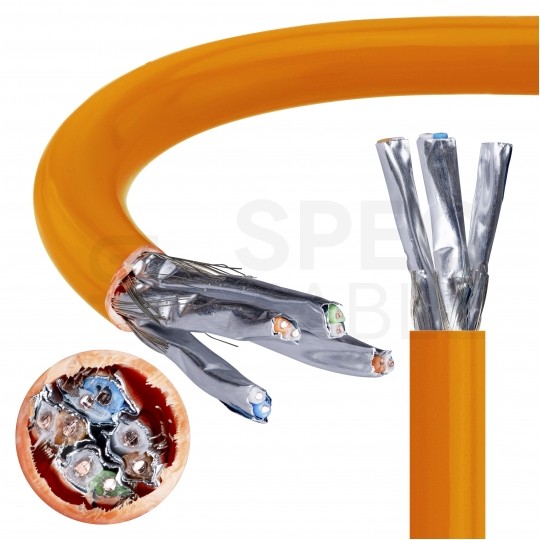 Kabel sieciowy S/FTP kat.7 skrętka 4x2x0,57mm wewnętrzny Dca bezhalogenowy LSOH pomarańczowy DIGITUS