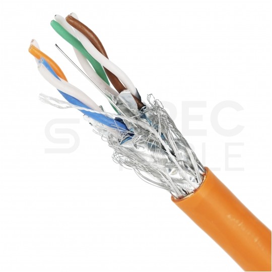 Kabel sieciowy S/FTP kat.7 skrętka 4x2x0,57mm wewnętrzny Dca bezhalogenowy LSOH pomarańczowy NEKU
