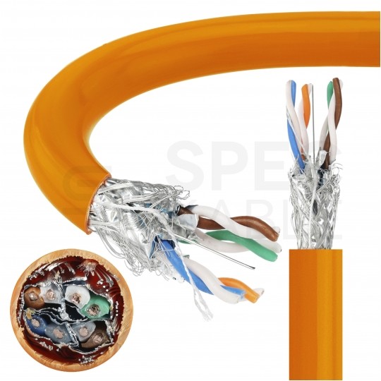 Kabel sieciowy S/FTP kat.7 skrętka 4x2x0,57mm wewnętrzny Dca bezhalogenowy LSOH pomarańczowy NEKU