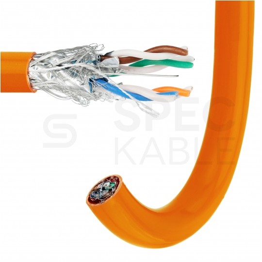 Kabel sieciowy S/FTP kat.7 skrętka 4x2x0,57mm wewnętrzny Dca bezhalogenowy LSOH pomarańczowy NEKU