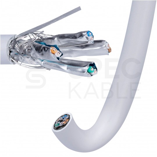 Kabel sieciowy S/FTP kat.7 skrętka 4x2x0,57mm wewnętrzny Dca bezhalogenowy LSOH szary Alantec