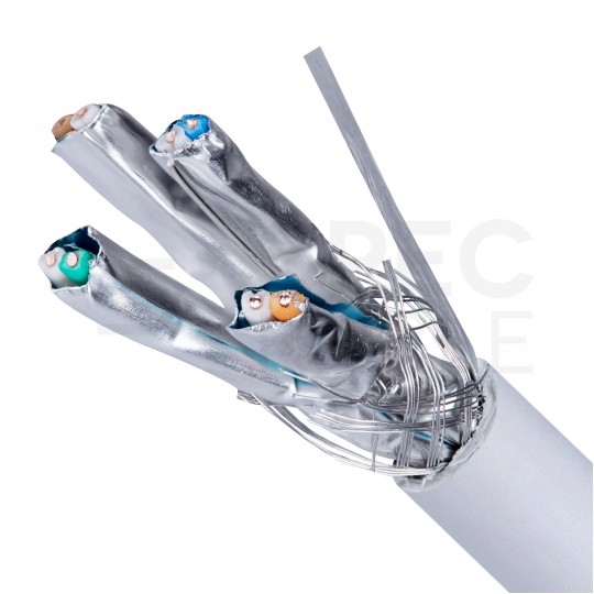 Kabel sieciowy S/FTP kat.7 skrętka 4x2x0,57mm wewnętrzny Dca bezhalogenowy LSOH szary Alantec