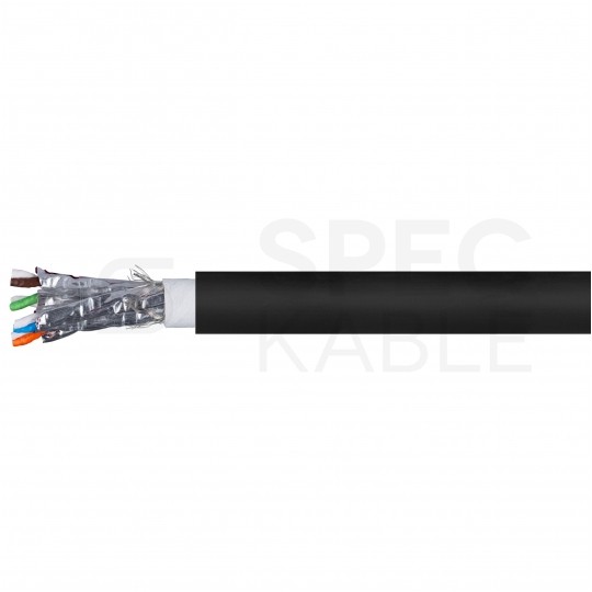 Kabel sieciowy S/FTP kat.7 skrętka 4x2x0,57mm zewnętrzny żelowany PE czarny SATEC