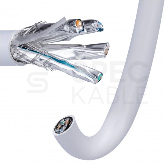 Kabel sieciowy S/FTP kat.7A skrętka 4x2x0,58mm wewnętrzny B2ca bezhalogenowy LSOH szary Alantec