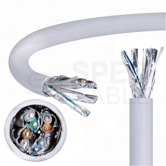 Kabel sieciowy S/FTP kat.7A skrętka 4x2x0,58mm wewnętrzny B2ca bezhalogenowy LSOH szary Alantec