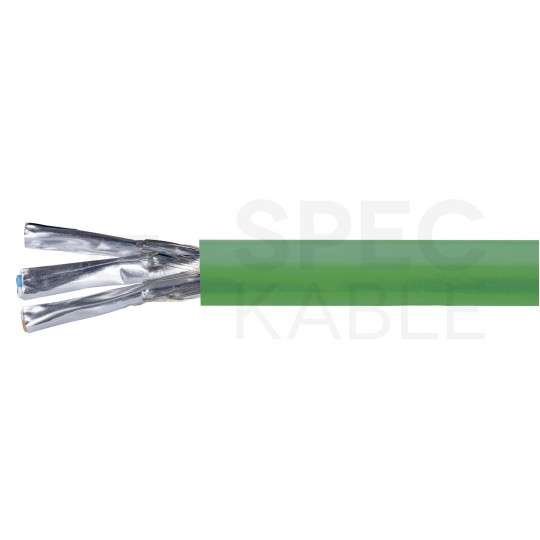 Kabel sieciowy S/FTP kat.8.2 skrętka 4x2x0,64mm wewnętrzny Dca bezhalogenowy LSOH zielony DIGITUS