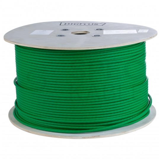 Kabel sieciowy S/FTP kat.8.2 skrętka 4x2x0,64mm wewnętrzny Dca bezhalogenowy LSOH zielony DIGITUS