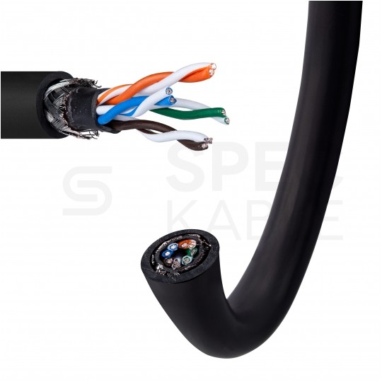 Kabel sieciowy S/UTP kat.5e skrętka mobilna 4x2x0,48mm zewnętrzny suchy PVC czarny linka Bitner BiTsound