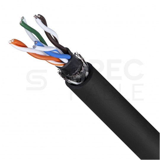 Kabel sieciowy S/UTP kat.5e skrętka mobilna 4x2x0,48mm zewnętrzny suchy PVC czarny linka Bitner BiTsound