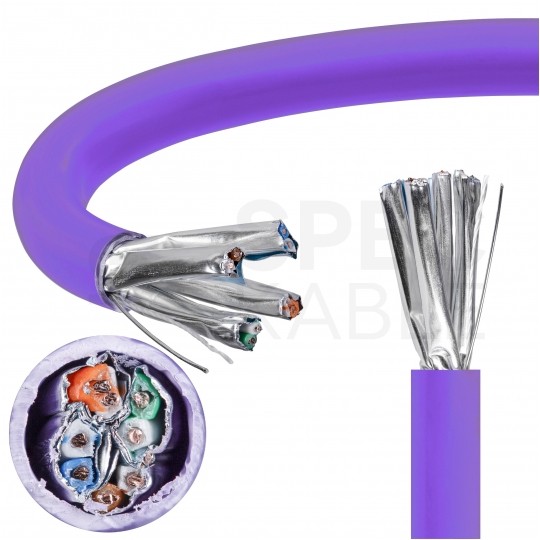 Kabel sieciowy U/FTP kat.6A skrętka 4x2x0,56mm wewnętrzny Dca bezhalogenowy LSOH fioletowy NEKU