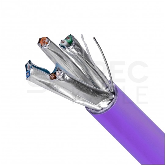 Kabel sieciowy U/FTP kat.6A skrętka 4x2x0,56mm wewnętrzny Dca bezhalogenowy LSOH fioletowy NEKU