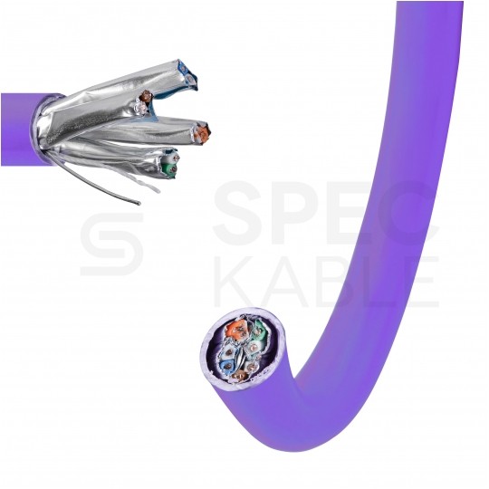Kabel sieciowy U/FTP kat.6A skrętka 4x2x0,56mm wewnętrzny Dca bezhalogenowy LSOH fioletowy NEKU