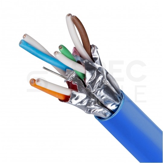 Kabel sieciowy U/FTP kat.6A skrętka 4x2x0,56mm wewnętrzny Dca bezhalogenowy LSOH niebieski Telegärtner