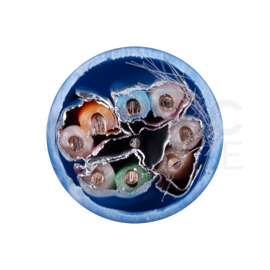 Kabel sieciowy U/FTP kat.6A skrętka 4x2x0,56mm wewnętrzny Dca bezhalogenowy LSOH niebieski Telegärtner