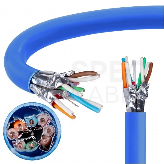 Kabel sieciowy U/FTP kat.6A skrętka 4x2x0,56mm wewnętrzny Dca bezhalogenowy LSOH niebieski Telegärtner