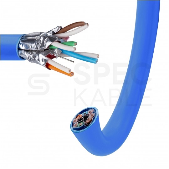 Kabel sieciowy U/FTP kat.6A skrętka 4x2x0,56mm wewnętrzny Dca bezhalogenowy LSOH niebieski Telegärtner