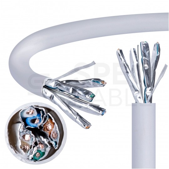 Kabel sieciowy U/FTP kat.6A skrętka 4x2x0,57mm wewnętrzny Dca bezhalogenowy LSOH szary Alantec