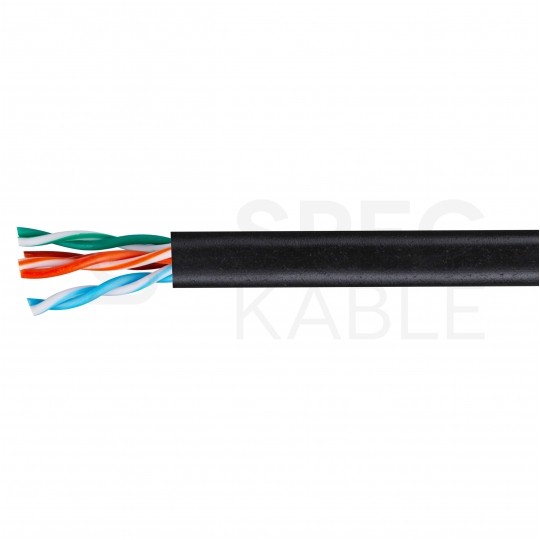 Kabel sieciowy U/UTP kat.5 skrętka 4x2x0,58mm wewnętrzny PVC czarny linka Telegärtner