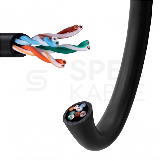 Kabel sieciowy U/UTP kat.5 skrętka 4x2x0,58mm wewnętrzny PVC czarny linka Telegärtner