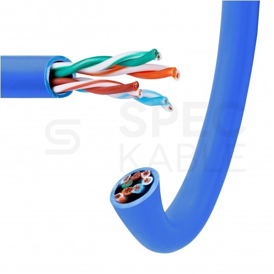 Kabel sieciowy U/UTP kat.5 skrętka 4x2x0,58mm wewnętrzny PVC niebieski linka Telegärtner