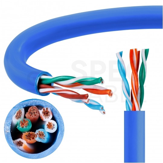 Kabel sieciowy U/UTP kat.5 skrętka 4x2x0,58mm wewnętrzny PVC niebieski linka Telegärtner