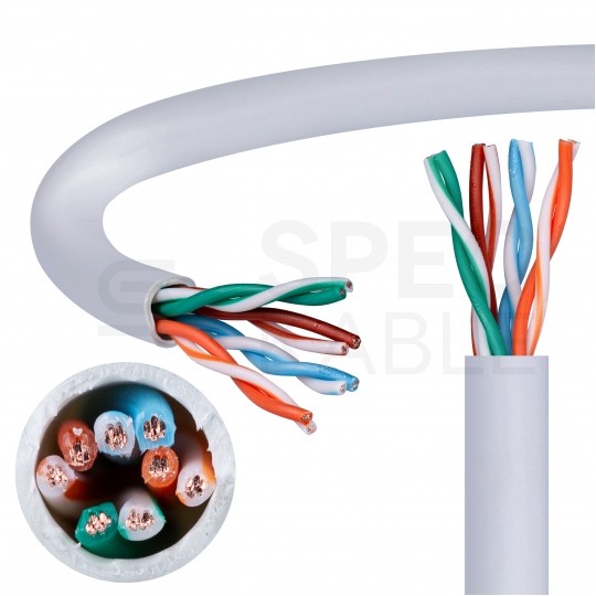 Kabel sieciowy U/UTP kat.5 skrętka 4x2x0,58mm wewnętrzny PVC szary linka Telegärtner