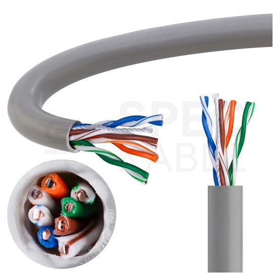 Kabel sieciowy U/UTP kat.5e skrętka 4x2x0,45mm wewnętrzny Eca PVC szary HIKVISION karton (BOX) 305m
