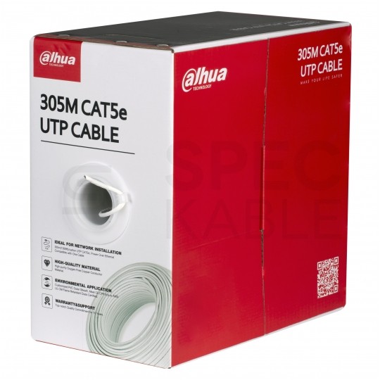 Kabel sieciowy U/UTP kat.5e skrętka 4x2x0,45mm wewnętrzny PVC biały DAHUA Karton (BOX) 305m