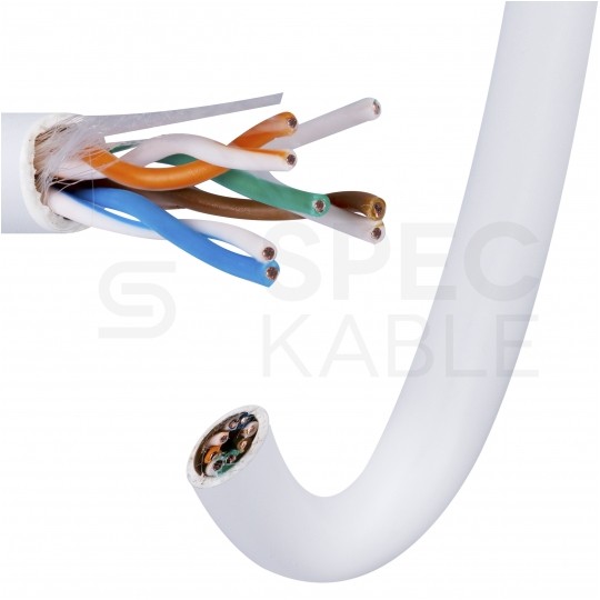 Kabel sieciowy U/UTP kat.5e skrętka 4x2x0,47mm wewnętrzny Eca PVC biały DOMNET