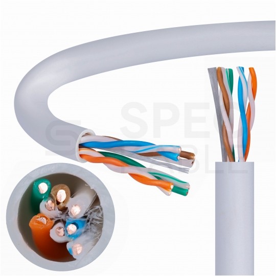 Kabel sieciowy U/UTP kat.5e skrętka 4x2x0,47mm wewnętrzny Eca PVC szary Q-LANTEC