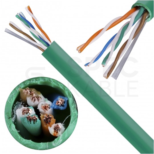 Kabel sieciowy U/UTP kat.5e skrętka 4x2x0,48mm wewnętrzny FRPVC zielony linka Alantec