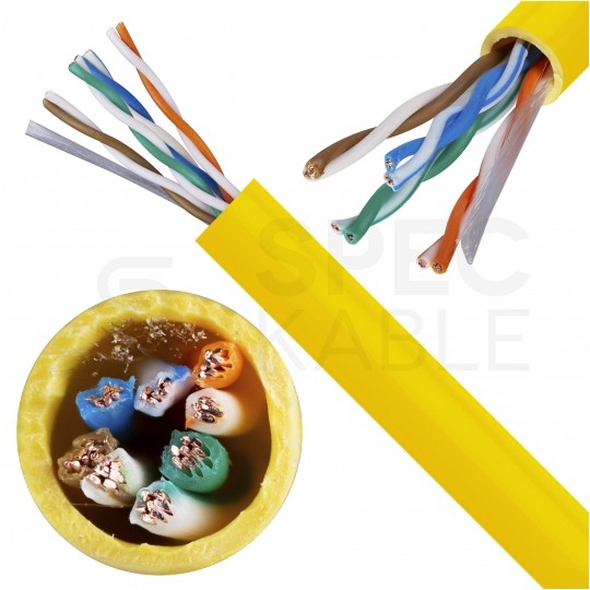 Kabel sieciowy U/UTP kat.5e skrętka 4x2x0,48mm wewnętrzny FRPVC żółty linka Alantec