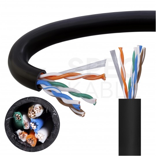 Kabel sieciowy U/UTP kat.5e skrętka 4x2x0,48mm wewnętrzny PVC czarny linka Alantec