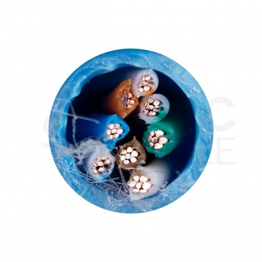 Kabel sieciowy U/UTP kat.5e skrętka 4x2x0,48mm wewnętrzny PVC niebieski linka Alantec