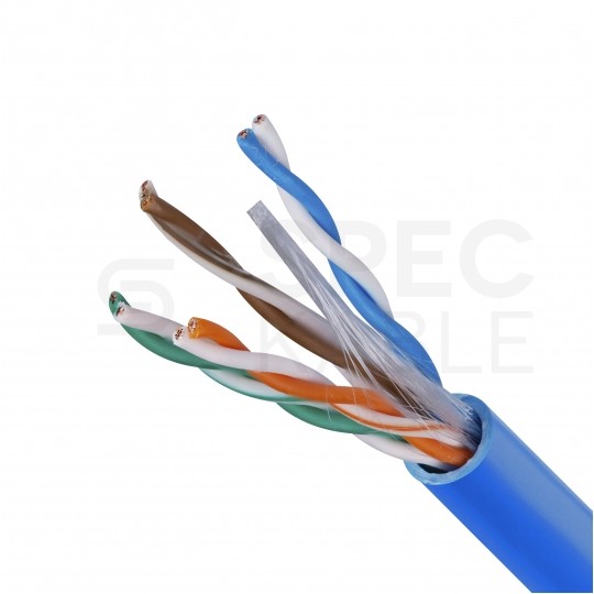 Kabel sieciowy U/UTP kat.5e skrętka 4x2x0,48mm wewnętrzny PVC niebieski linka Alantec