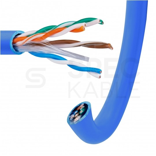 Kabel sieciowy U/UTP kat.5e skrętka 4x2x0,48mm wewnętrzny PVC niebieski linka Alantec