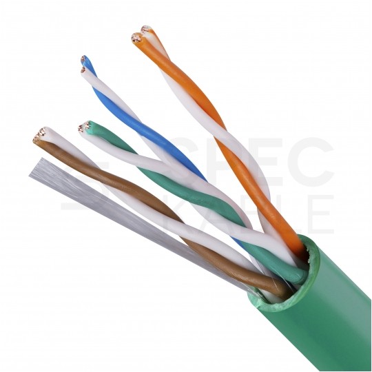 Kabel sieciowy U/UTP kat.5e skrętka 4x2x0,48mm wewnętrzny PVC zielony linka Alantec