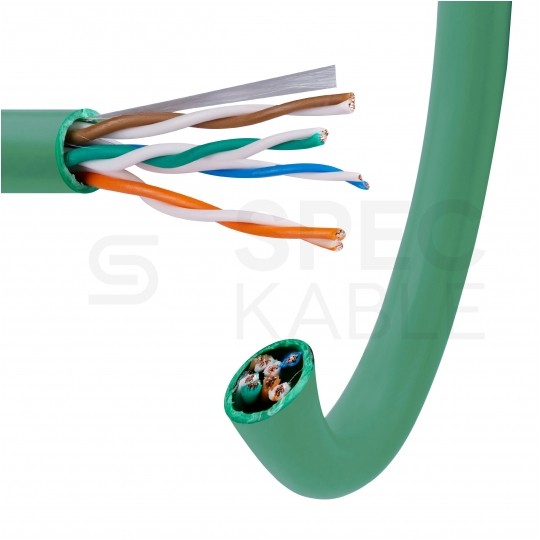 Kabel sieciowy U/UTP kat.5e skrętka 4x2x0,48mm wewnętrzny PVC zielony linka Alantec