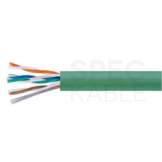 Kabel sieciowy U/UTP kat.5e skrętka 4x2x0,48mm wewnętrzny PVC zielony linka Alantec