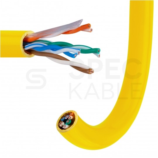 Kabel sieciowy U/UTP kat.5e skrętka 4x2x0,48mm wewnętrzny PVC żółty linka Alantec