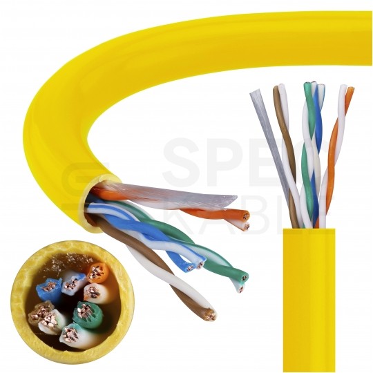 Kabel sieciowy U/UTP kat.5e skrętka 4x2x0,48mm wewnętrzny PVC żółty linka Alantec