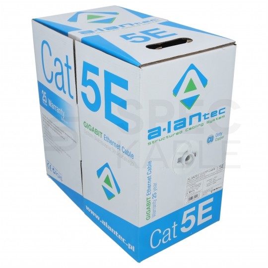 Kabel sieciowy U/UTP kat.5e skrętka 4x2x0,51mm wewnętrzny B2ca bezhalogenowy LSOH szary Alantec