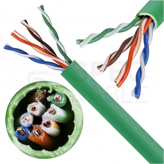 Kabel sieciowy U/UTP kat.5e skrętka 4x2x0,51mm wewnętrzny bezhalogenowy LSOH zielony Corning 3M