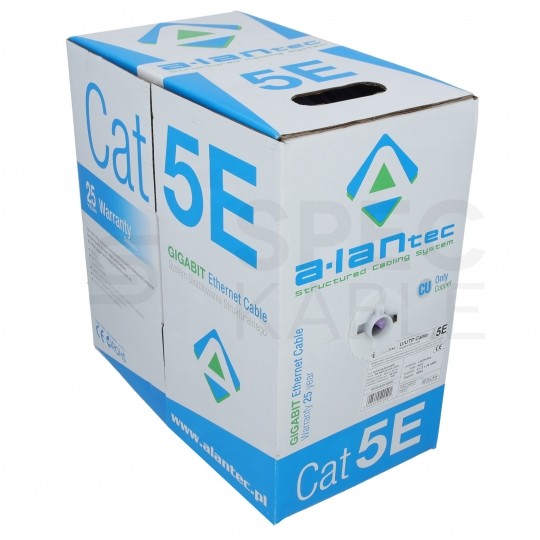 Kabel sieciowy U/UTP kat.5e skrętka 4x2x0,51mm wewnętrzny Dca bezhalogenowy LSOH fioletowy Alantec