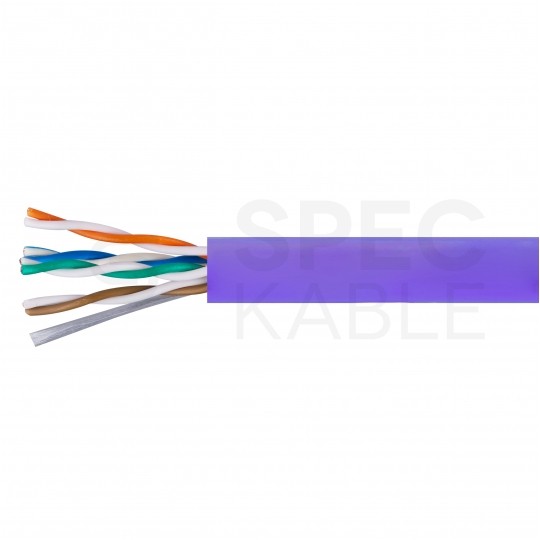 Kabel sieciowy U/UTP kat.5e skrętka 4x2x0,51mm wewnętrzny Dca bezhalogenowy LSOH fioletowy Alantec