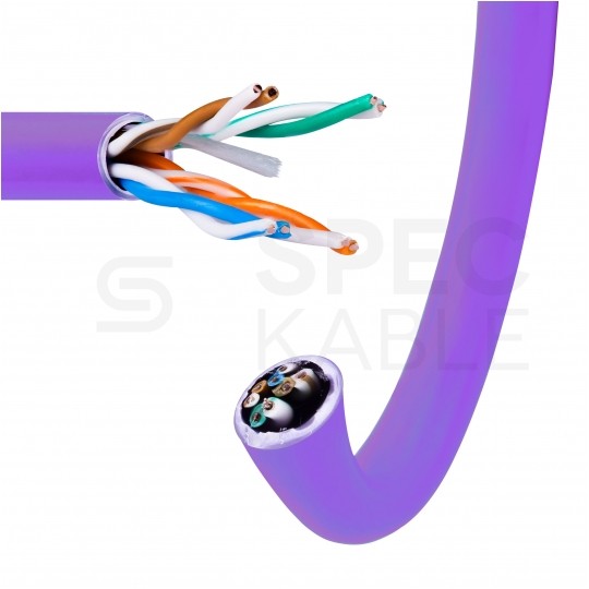 Kabel sieciowy U/UTP kat.5e skrętka 4x2x0,51mm wewnętrzny Dca bezhalogenowy LSOH fioletowy Molex