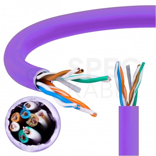 Kabel sieciowy U/UTP kat.5e skrętka 4x2x0,51mm wewnętrzny Dca bezhalogenowy LSOH fioletowy Molex