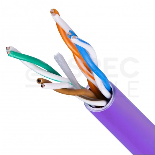 Kabel sieciowy U/UTP kat.5e skrętka 4x2x0,51mm wewnętrzny Dca bezhalogenowy LSOH fioletowy Molex