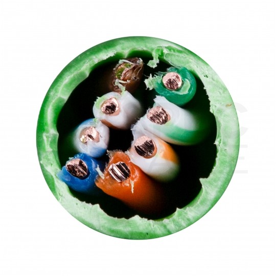 Kabel sieciowy U/UTP kat.5e skrętka 4x2x0,51mm wewnętrzny Eca bezhalogenowy LSOH zielony Corning