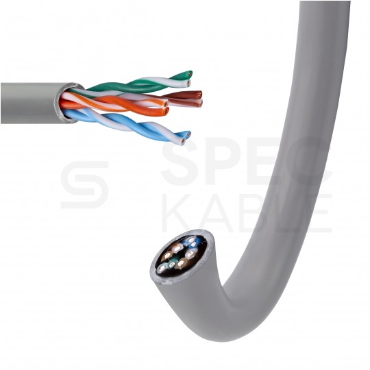 Kabel sieciowy U/UTP kat.5e skrętka 4x2x0,51mm wewnętrzny Eca PVC szary Molex